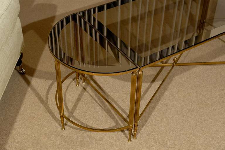 Directoire Style Brass and Mirror Coffee Table 4