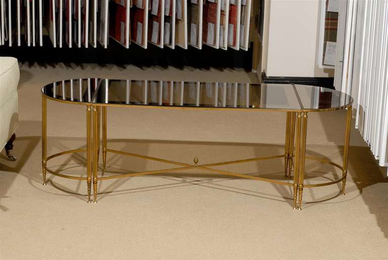 Directoire Style Brass and Mirror Coffee Table In Good Condition In Atlanta, GA