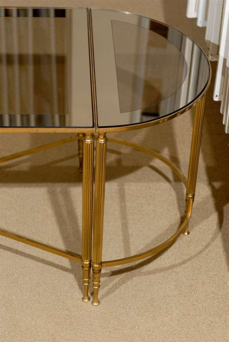 Directoire Style Brass and Mirror Coffee Table 1