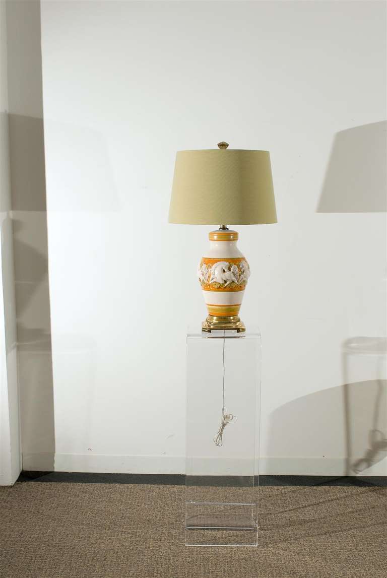 Ein wunderschönes restauriertes Paar italienischer Vintage-Keramik-Gingerglas-Lampen (Moderne der Mitte des Jahrhunderts) im Angebot