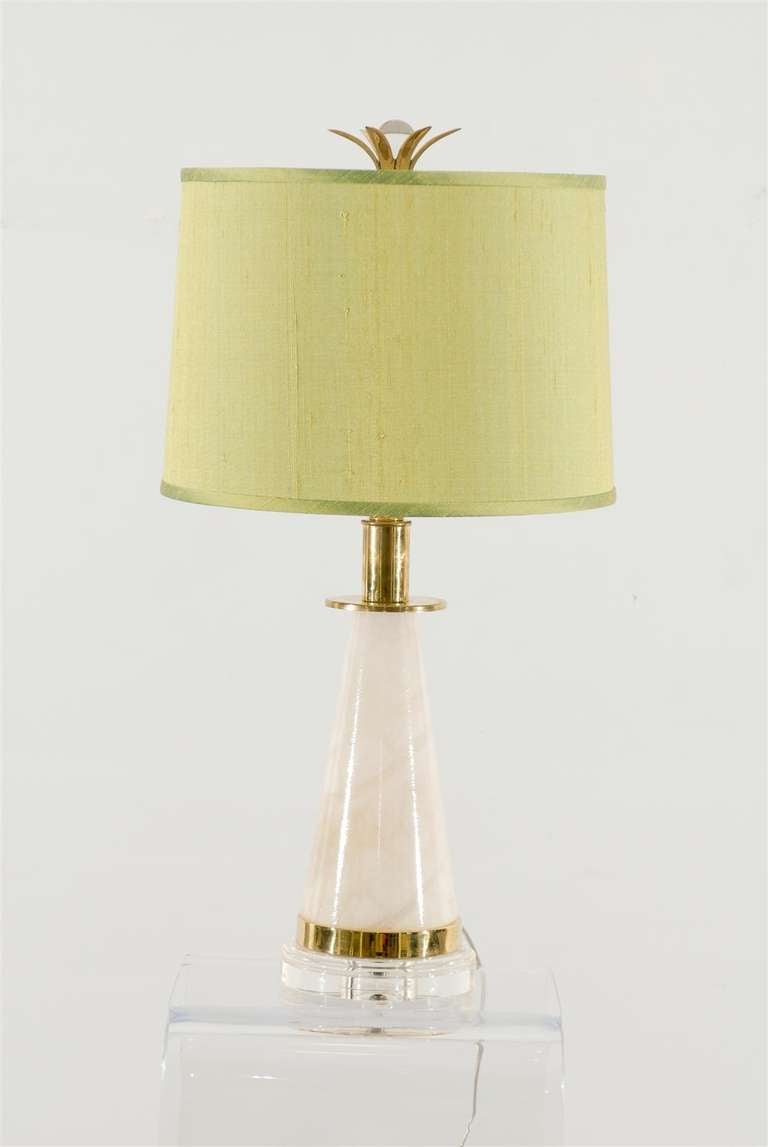 Stunning Pair of Modern Marble and Brass Lamps 4