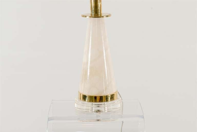 Stunning Pair of Modern Marble and Brass Lamps 2