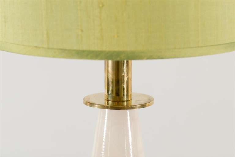 Late 20th Century Stunning Pair of Modern Marble and Brass Lamps