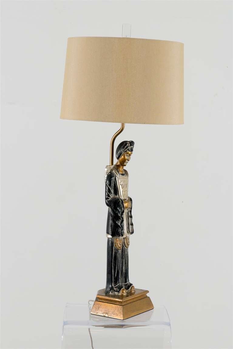 Wood Chic Pair of Asian Figure Lamps