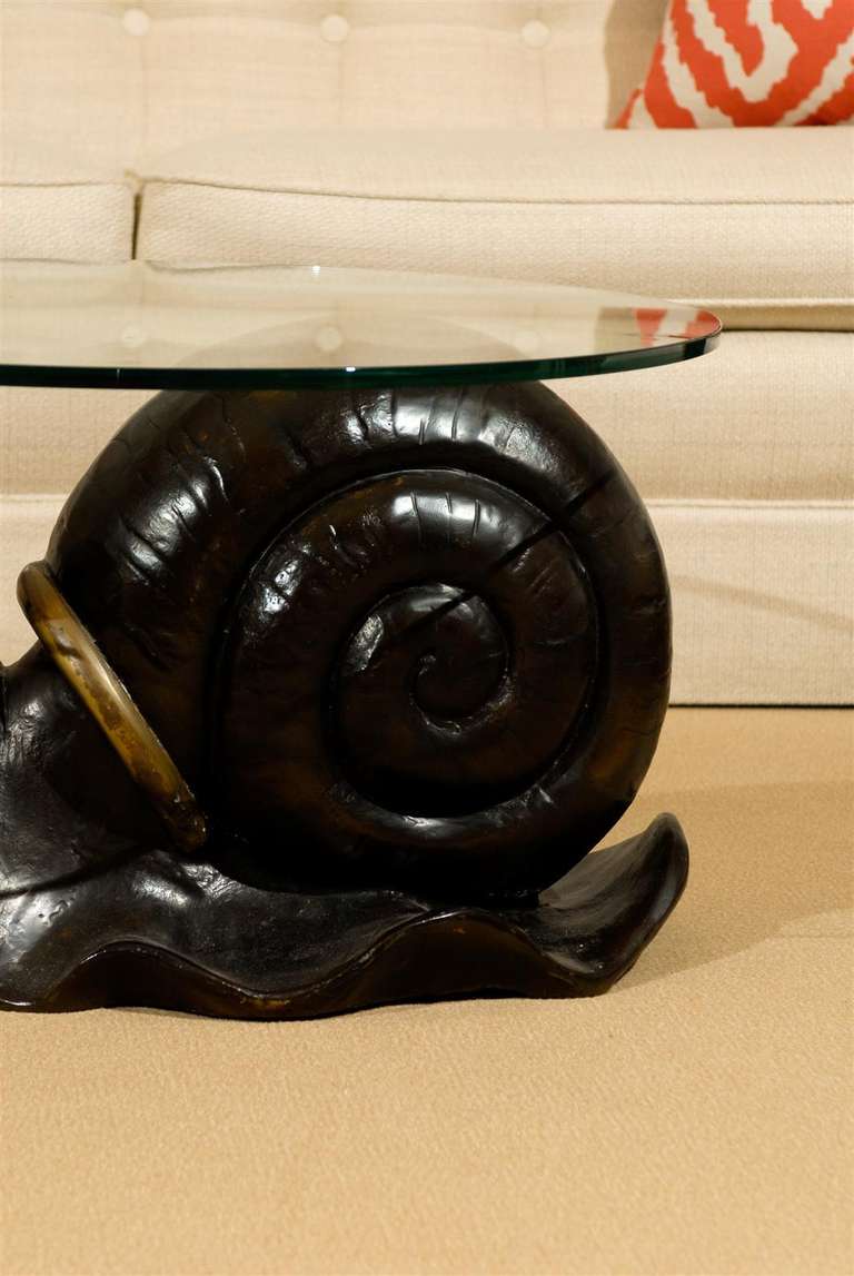 Art Nouveau Fabulous Bronze Snail Coffee Table For Sale