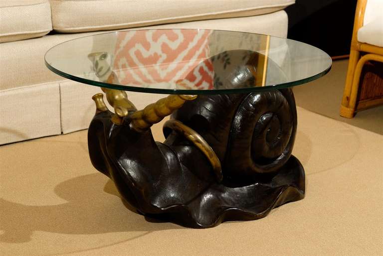 Fabulous Bronze Snail Coffee Table In Excellent Condition For Sale In Atlanta, GA