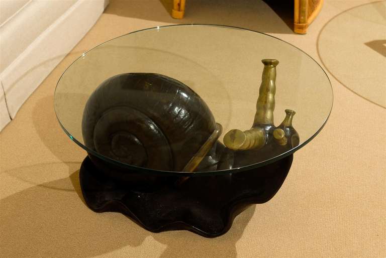 Late 20th Century Fabulous Bronze Snail Coffee Table For Sale