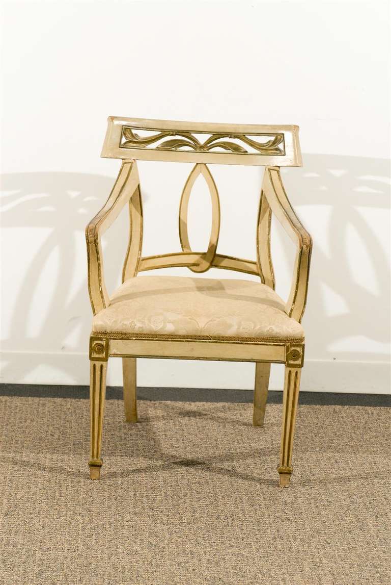 Italian Painted Louis XVI Style Armchair For Sale 6