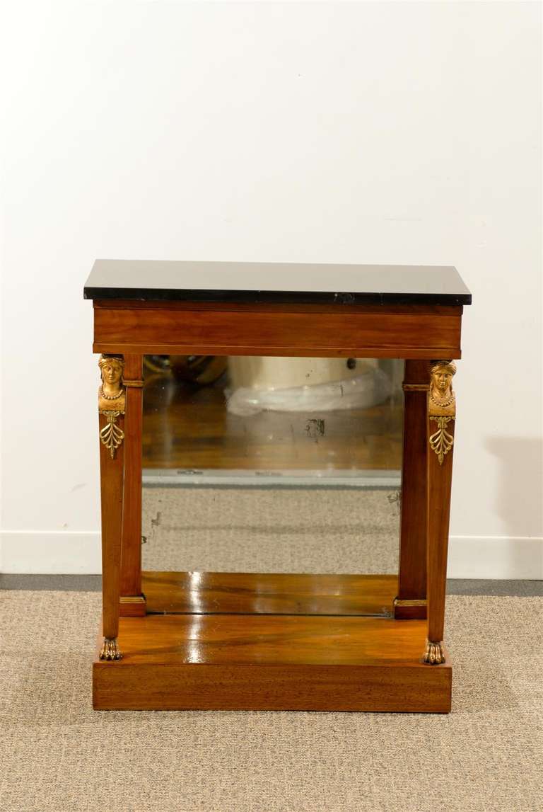 Early 19th Century Empire Period Console with Mirrored Back In Excellent Condition In Atlanta, GA