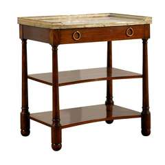 Empire Style Brass Gallery Marble Top Table