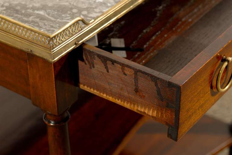 Empire Style Brass Gallery Marble Top Table 2