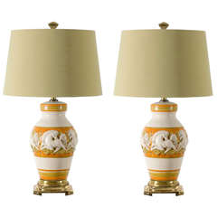 Fabulous Restored Pair of Vintage Italian Ceramic Ginger Jar Lamps 10
