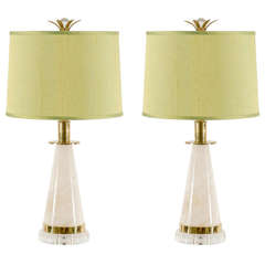 Stunning Pair of Modern Marble and Brass Lamps