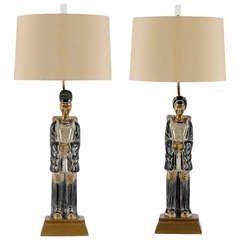 Chic Pair of Asian Figure Lamps