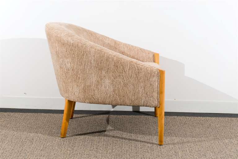 Paire exceptionnelle de fauteuils de salon de style Ward Bennett en érable, vers 1975 en vente 1