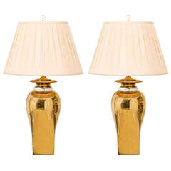 Marvelous Pair of Modern Ginger Jar Lamps in Brass 9