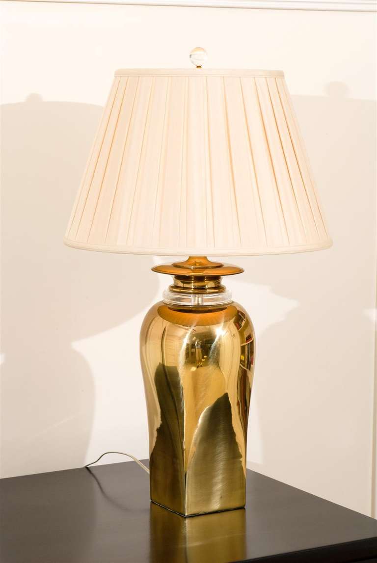 Wunderschönes Paar moderner Ingwerglas-Lampen aus Messing (Ende des 20. Jahrhunderts) im Angebot
