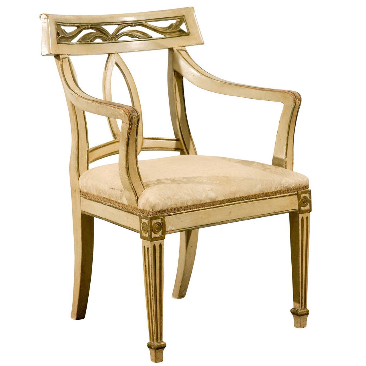 Italian Painted Louis XVI Style Armchair For Sale