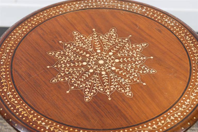 Anglo-Indian Elephant Base Side Table with Bone Inlay 1