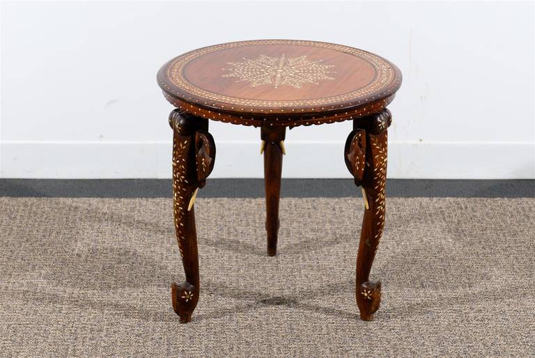 Anglo-Indian Elephant Base Side Table with Bone Inlay 2