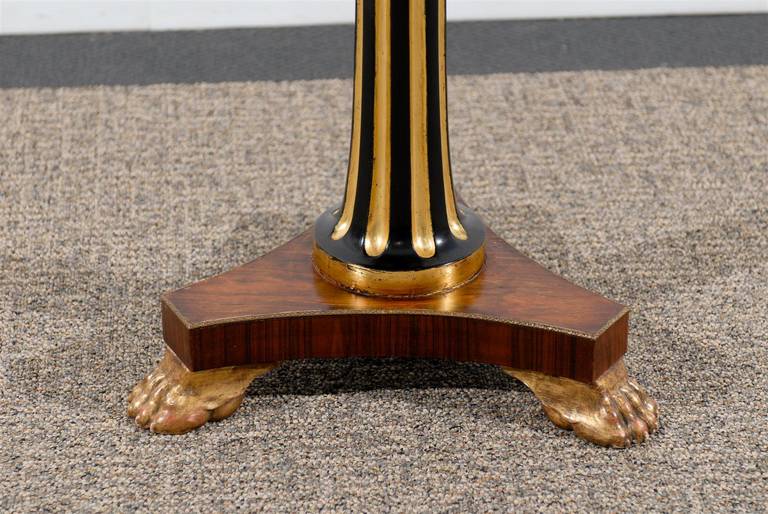 Gilt Regency Style Pedestal Side Table in Rosewood For Sale