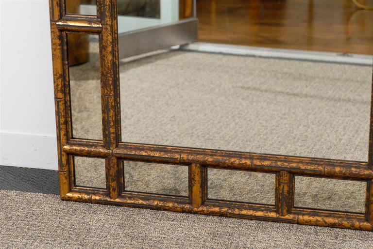American Gilded Faux bamboo carved wood mirror