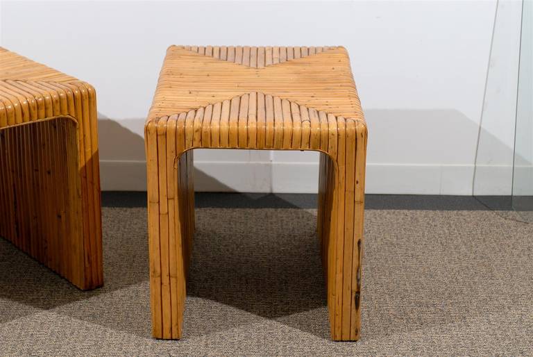 Gorgeous Pair of Split Bamboo End Tables 3