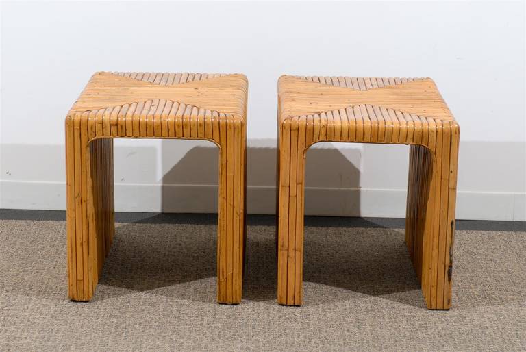 Gorgeous Pair of Split Bamboo End Tables 4