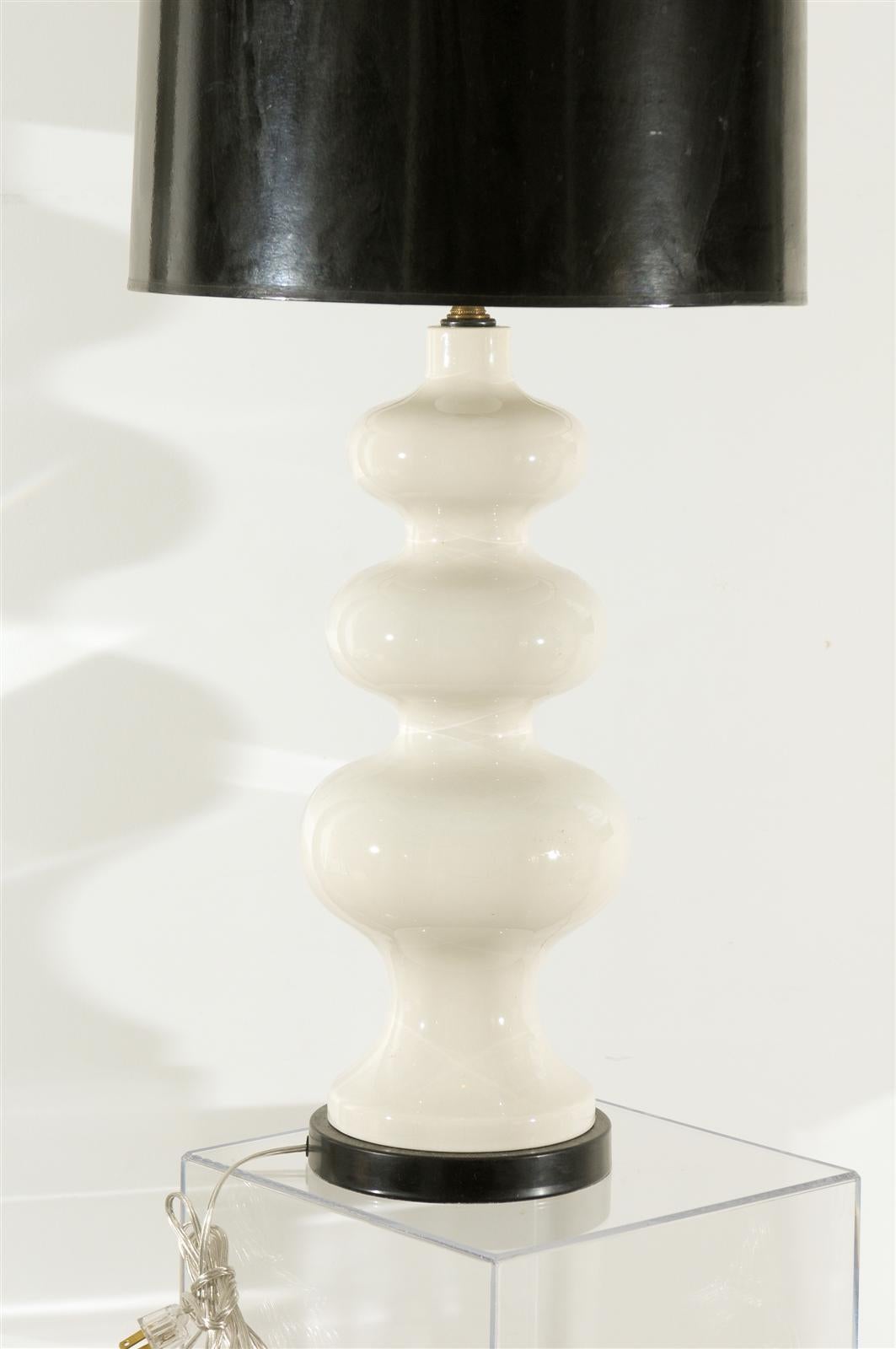 Pair of 1970`s Italian Lamps With Original Black Paper Shades In Excellent Condition In Atlanta, GA