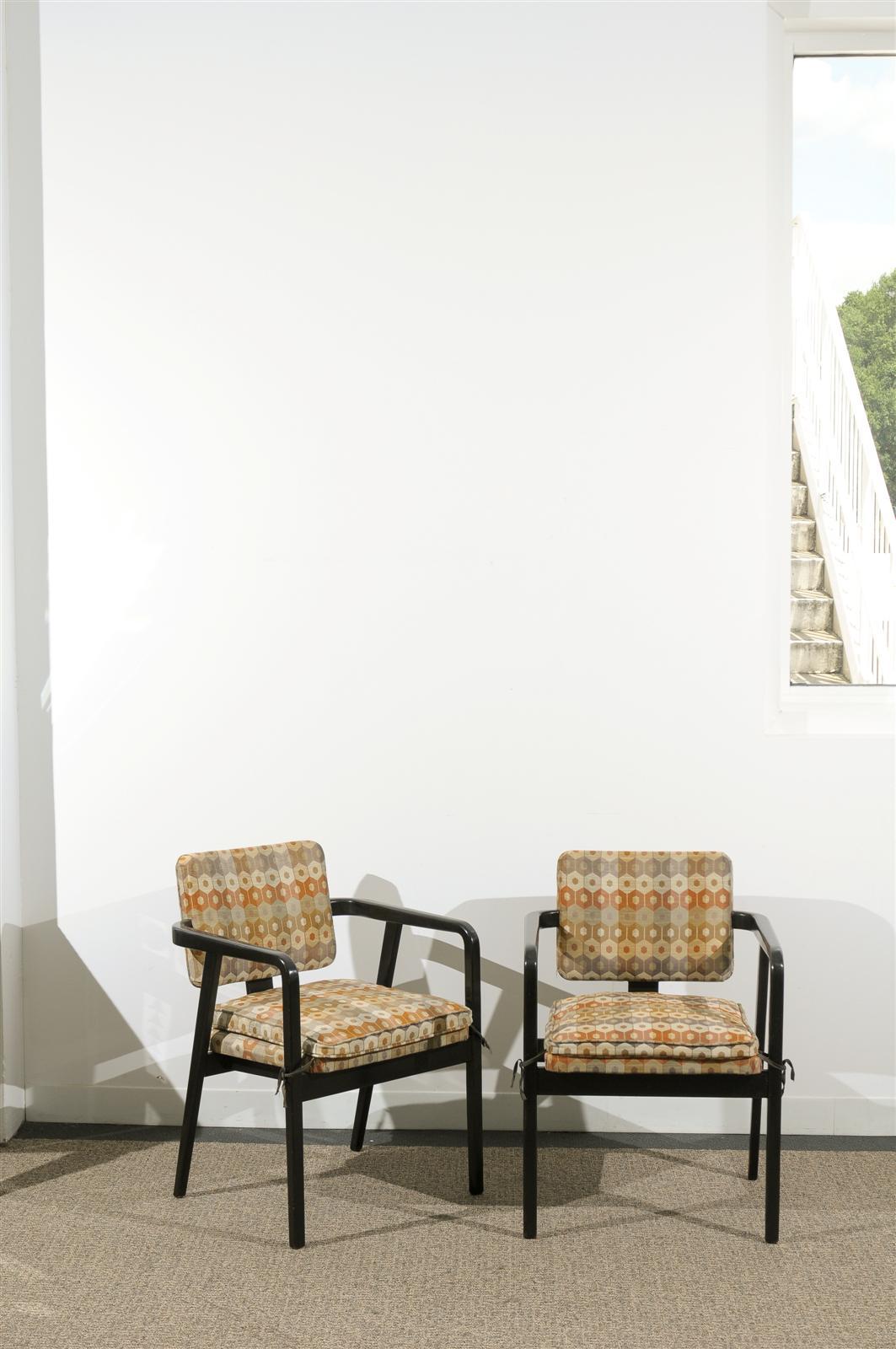 Mid-Century Modern Set of Four Black Painted Chairs Designed by George Nelson For Sale
