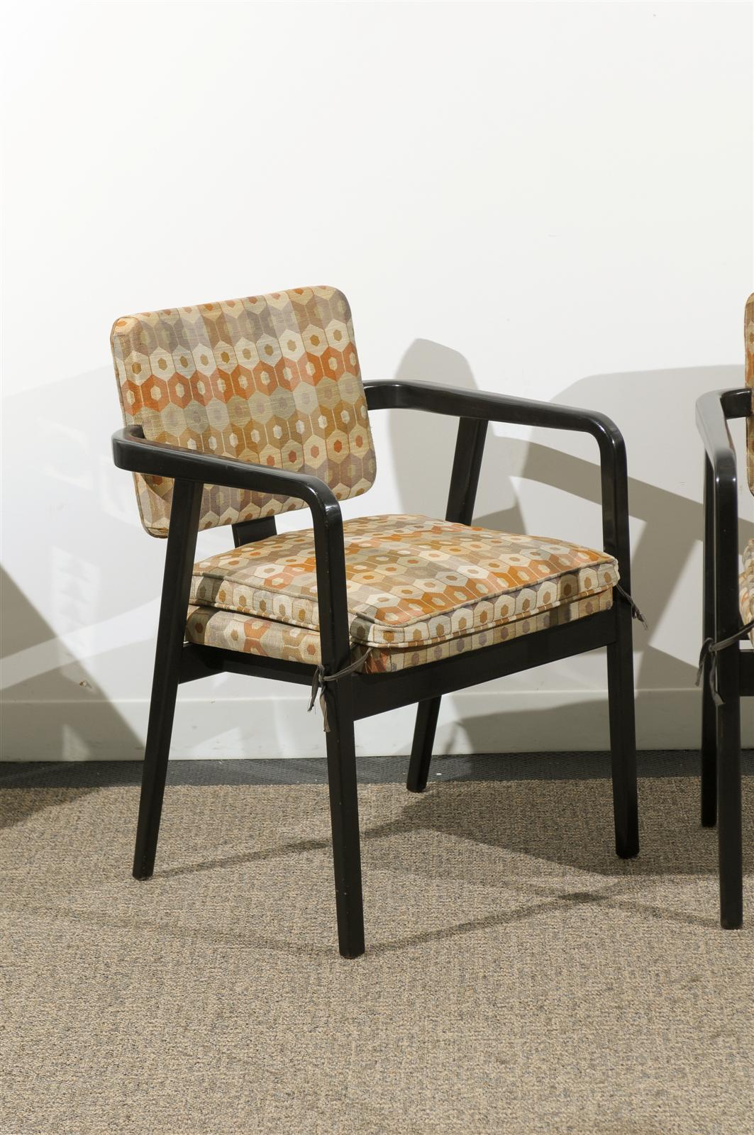 Fabric Set of Four Black Painted Chairs Designed by George Nelson For Sale