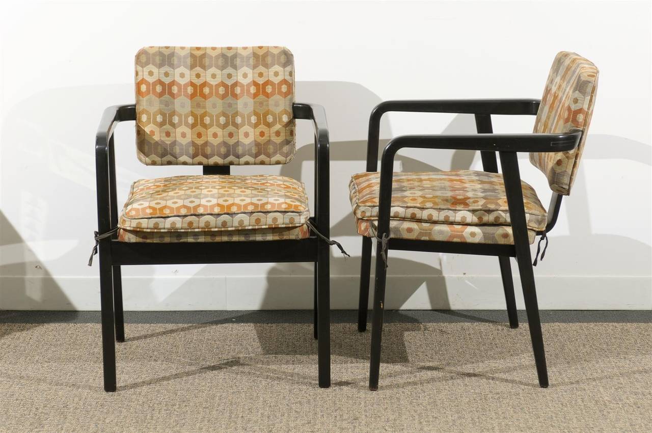 Mid-20th Century Set of Four Black Painted Chairs Designed by George Nelson For Sale