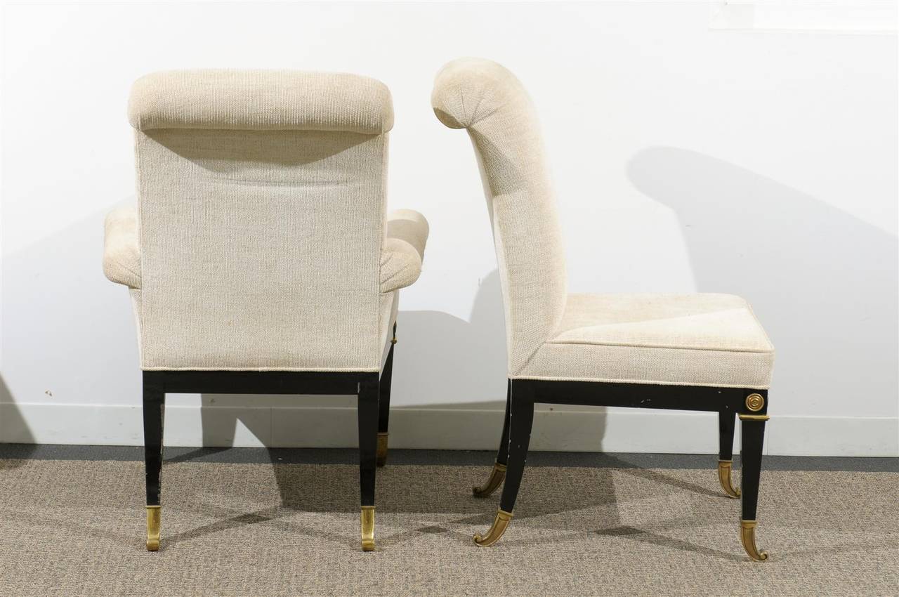 Set of Six Dining Chairs by Master Craft in Black Lacquer