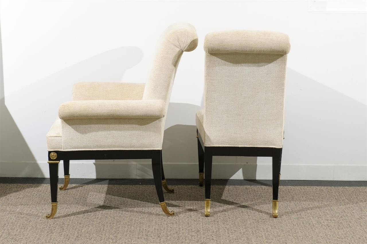 Set of Six Dining Chairs by Master Craft in Black Lacquer