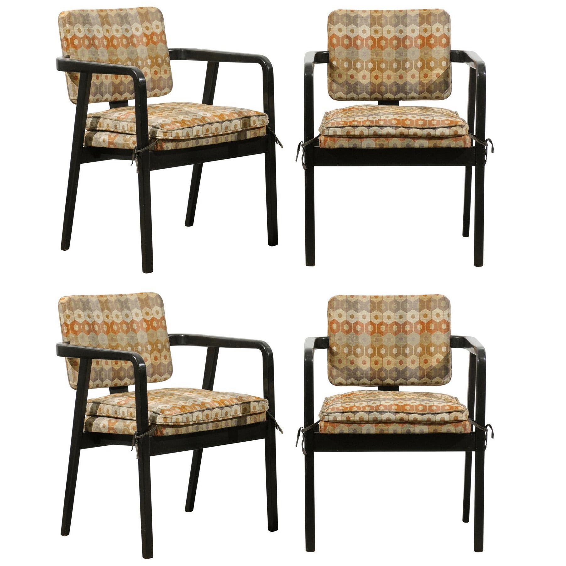 Set of Four Black Painted Chairs Designed by George Nelson For Sale