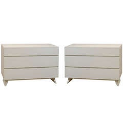 Rare Rway Three Drawer Chest in Cream Lacquer - Pair Available