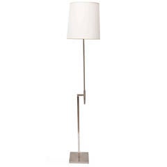 Pair of Brushed Steel Adjustable Height Floor Lamps by Laurel