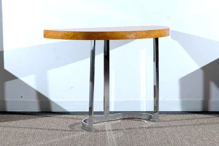 Pair of Milo Baughman Style Consoles/End Tables/Night Stands in Olive Wood