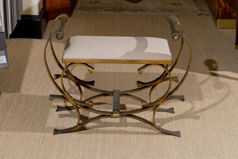 Arts and Crafts Iron Bench in Antique Bronze Finish