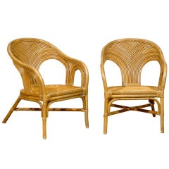Sculptural Set of 6 Vintage Bamboo Arm Chairs