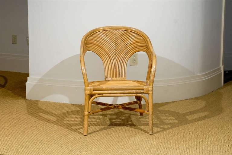 Unknown Sculptural Set of 6 Vintage Bamboo Arm Chairs