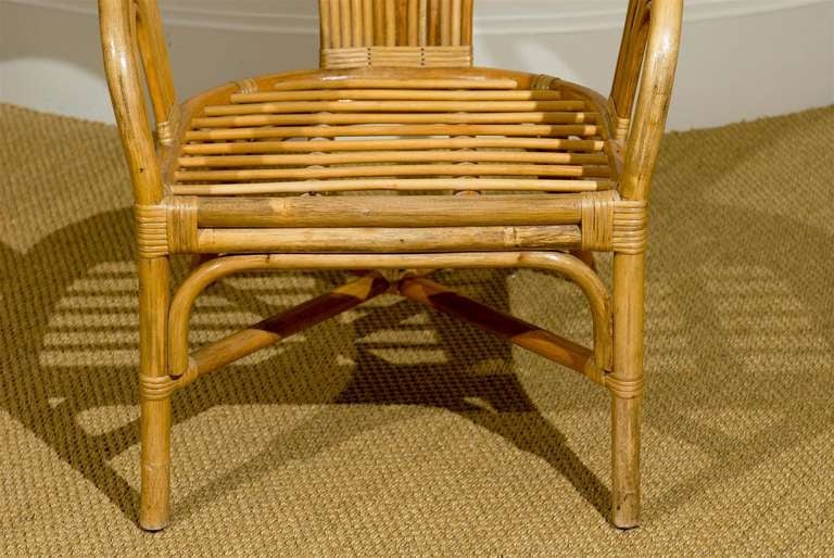 Sculptural Set of 6 Vintage Bamboo Arm Chairs 1