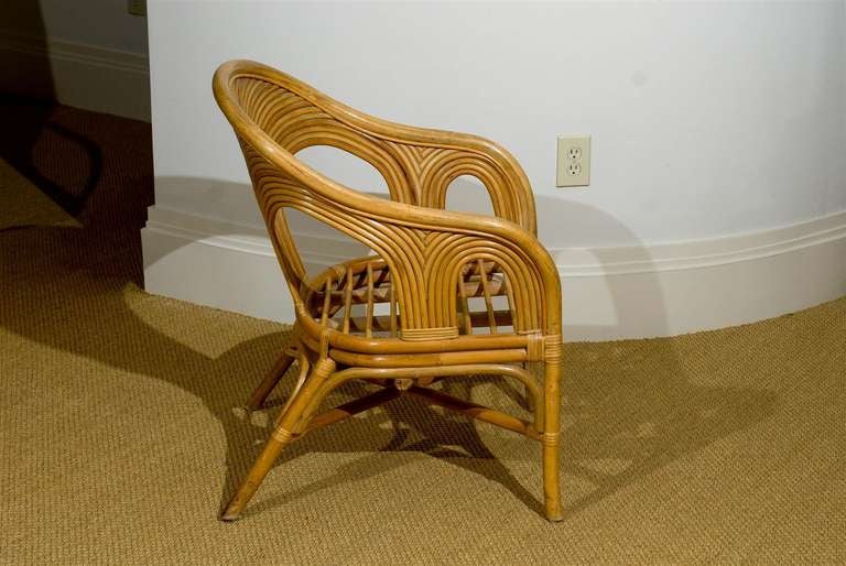 Sculptural Set of 6 Vintage Bamboo Arm Chairs 2