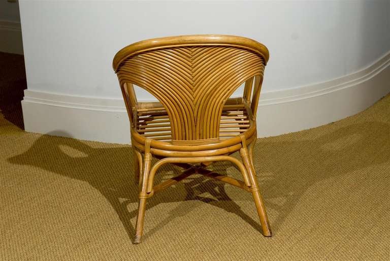 Sculptural Set of 6 Vintage Bamboo Arm Chairs In Excellent Condition In Atlanta, GA