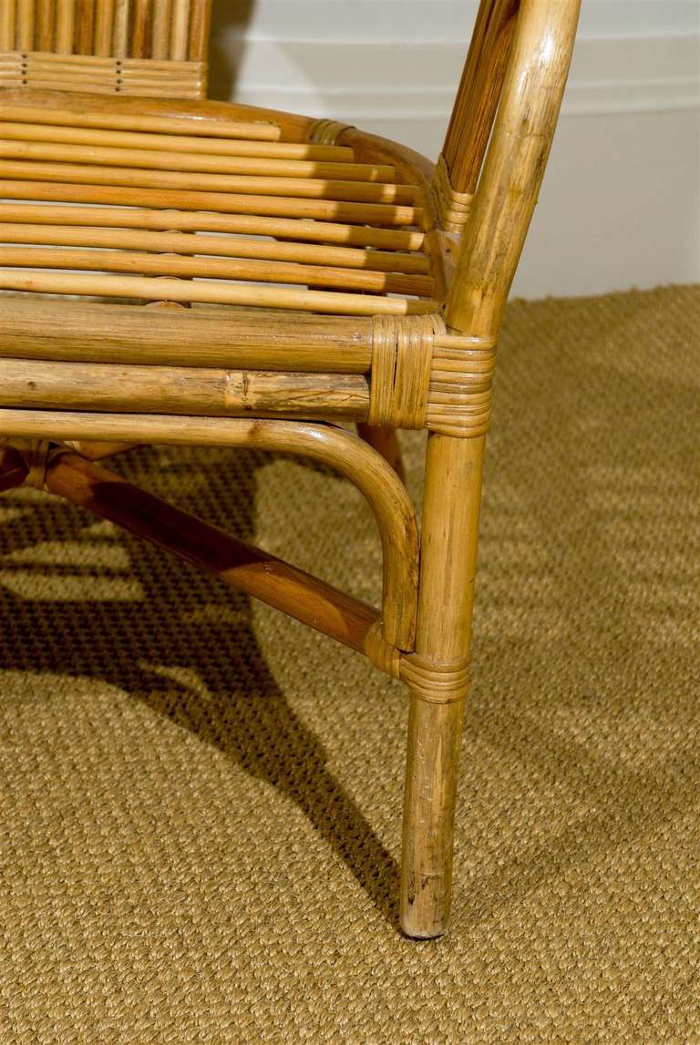 Late 20th Century Sculptural Set of 6 Vintage Bamboo Arm Chairs