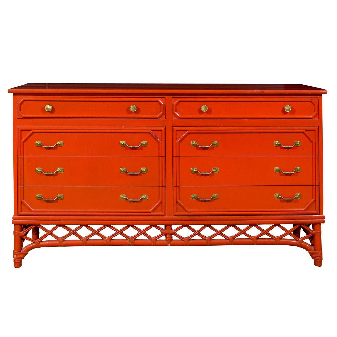 Fabulous Restored Vintage Ficks Reed Chest in Chinese Red Lacquer