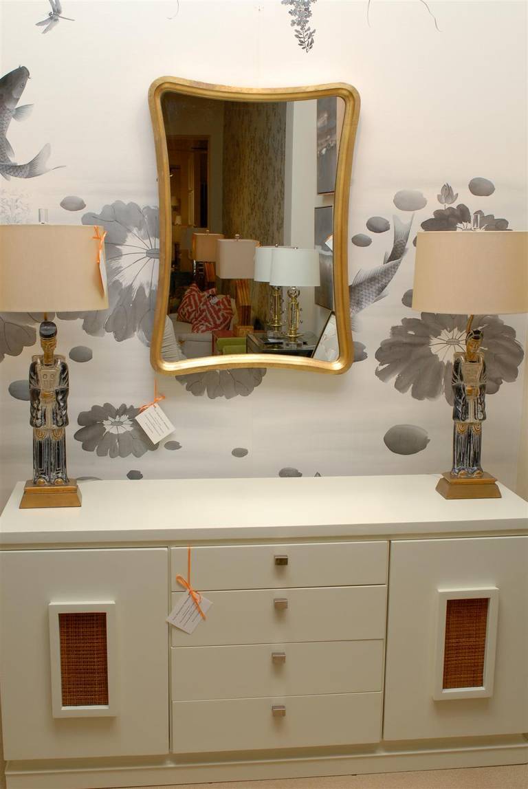 Mid-Century Modern Sophisticated Pair of Modern Mirrors in Gold Leaf