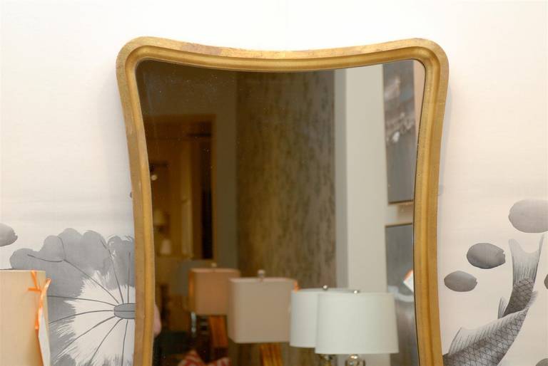 Sophisticated Pair of Modern Mirrors in Gold Leaf In Excellent Condition In Atlanta, GA