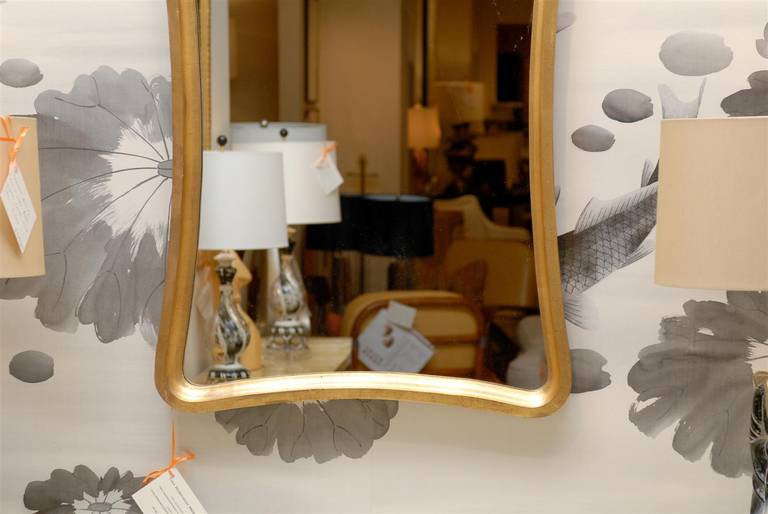 Sophisticated Pair of Modern Mirrors in Gold Leaf 2