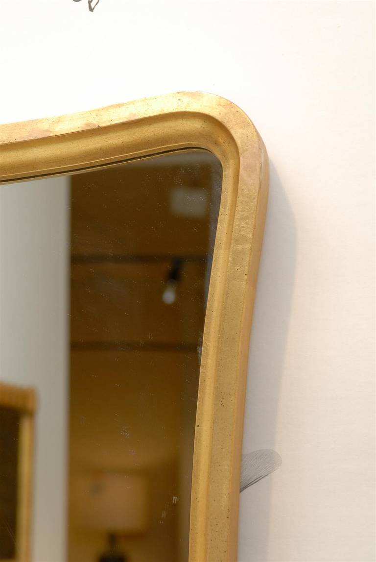 Hardwood Sophisticated Pair of Modern Mirrors in Gold Leaf